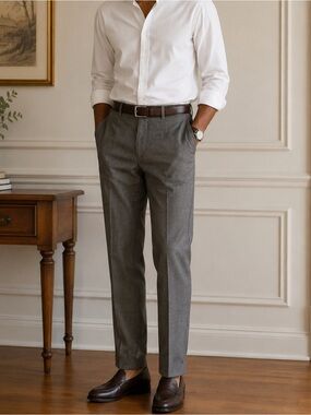 Chaps Wool Dress Pants Men’s 38x32 Flat Front Gray Office Classic Dadcore